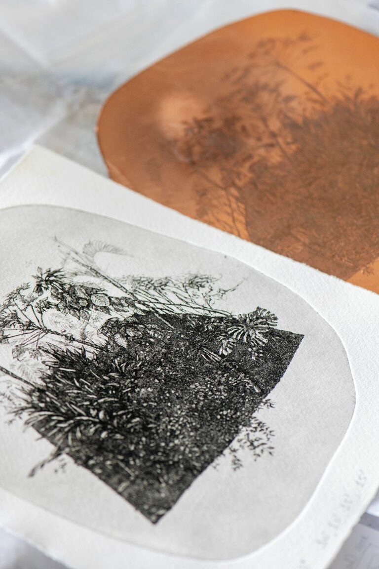 visuel d'une estampe de jardin créole sur papier